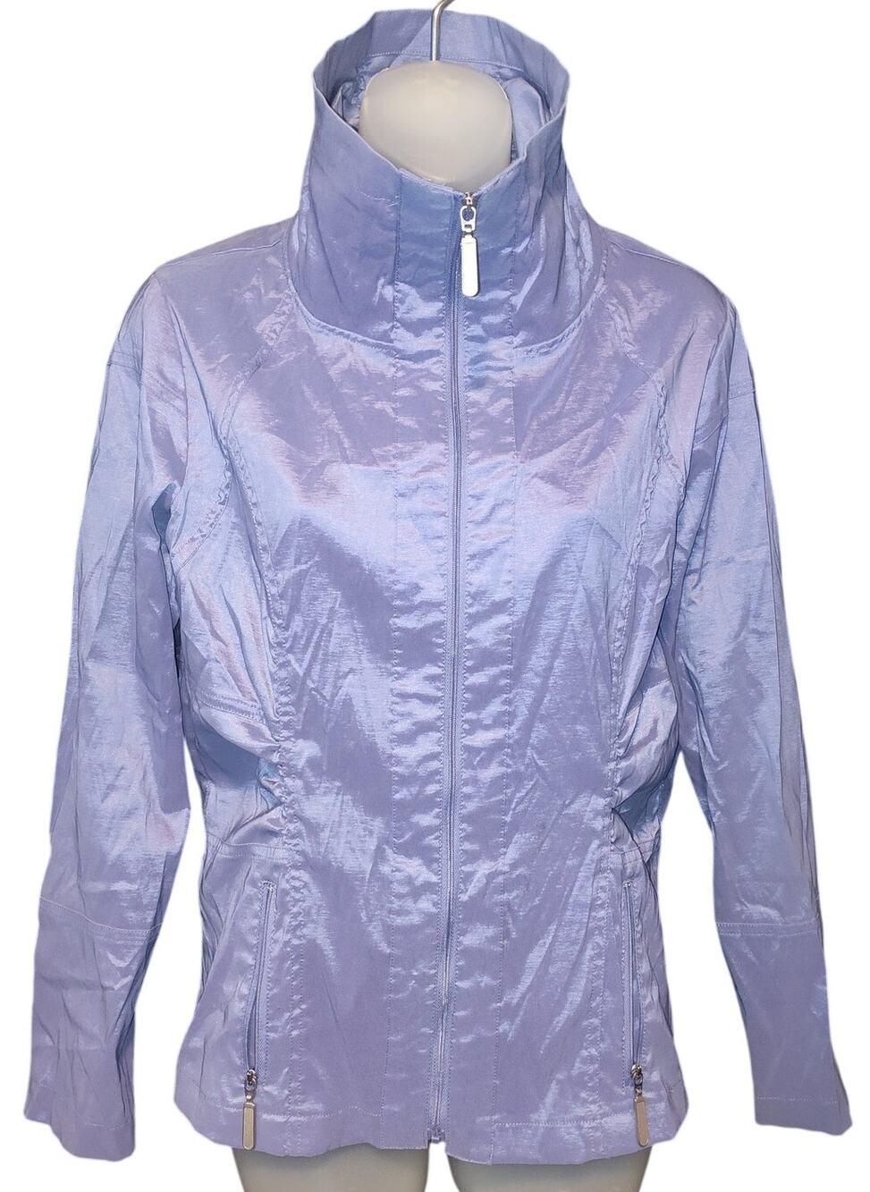 FLAIR WOMEN'S LILAC HIGH NECK ZIP UP LIGHT WEIGHT JACKET SIZE M. BG41
